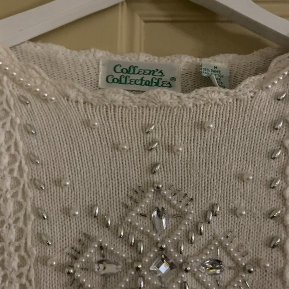 Vintage Colleen's Collectables Cream Sweater SZ M - Picture 3 of 16
